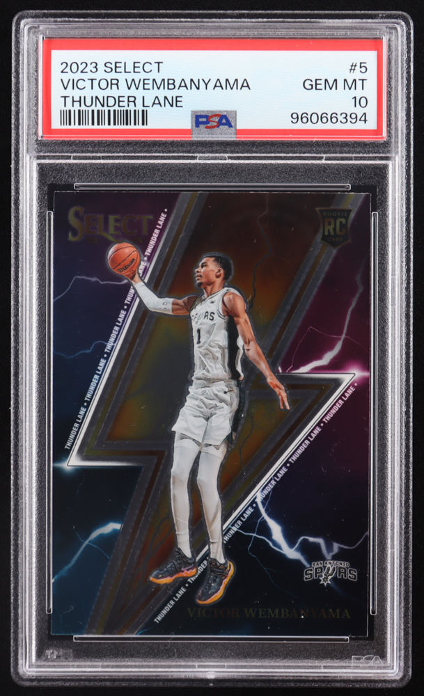 Victor Wembanyama 2023-24 Select Thunder Lane #5 RC (PSA 10) at PristineAuction.com Victor Wembanyama 2023-24 Select Thunder Lane #5 RC (PSA 10) at PristineAuction.com