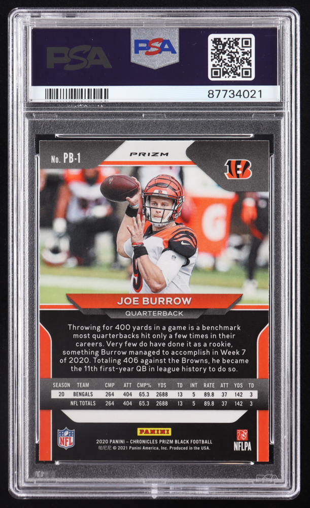 Joe Burrow 2020 Panini Prizm Black Silver #1 RC (PSA 10) at PristineAuction.com Joe Burrow 2020 Panini Prizm Black Silver #1 RC (PSA 10) at PristineAuction.com