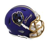 Zay Flowers Signed Ravens Speed Mini Helmet (JSA) at PristineAuction.com