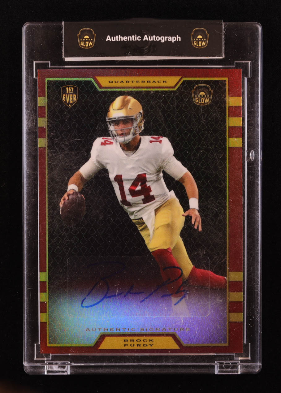 Brock Purdy 2022 Super Glow 1st Ever Diamond Autographs Red #BP1B RC #1/1 at PristineAuction.com Brock Purdy 2022 Super Glow 1st Ever Diamond Autographs Red #BP1B RC #1/1 at PristineAuction.com
