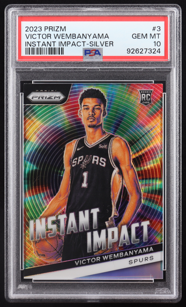 Victor Wembanyama 2023-24 Panini Prizm Instant Impact Prizms Silver #3 RC (PSA 10) at PristineAuction.com Victor Wembanyama 2023-24 Panini Prizm Instant Impact Prizms Silver #3 RC (PSA 10) at PristineAuction.com
