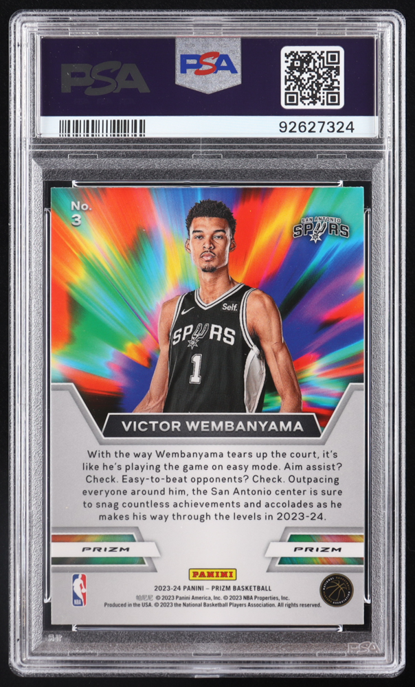 Victor Wembanyama 2023-24 Panini Prizm Instant Impact Prizms Silver #3 RC (PSA 10) at PristineAuction.com Victor Wembanyama 2023-24 Panini Prizm Instant Impact Prizms Silver #3 RC (PSA 10) at PristineAuction.com