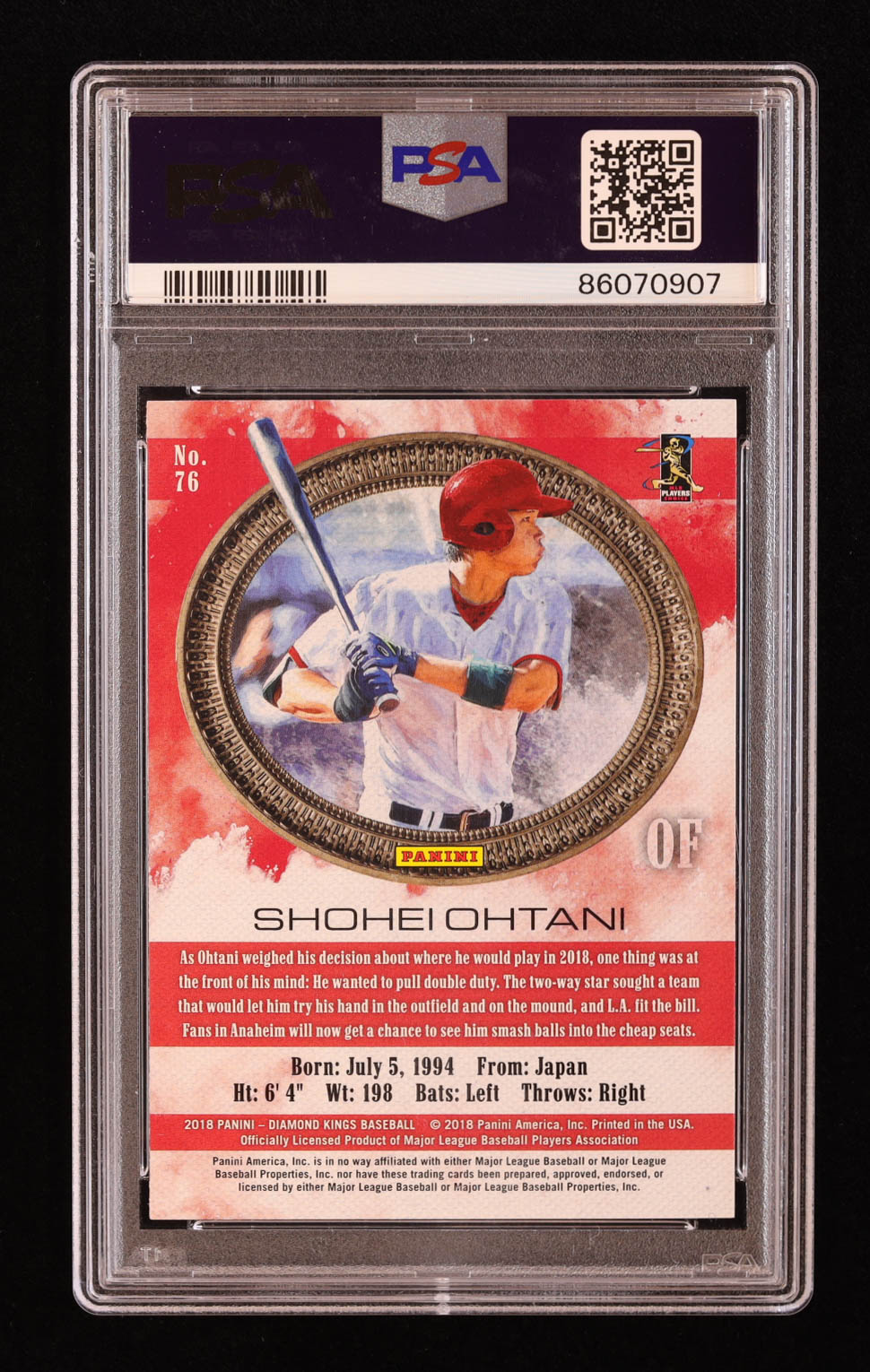Shohei Ohtani 2018 Diamond Kings #76 RC (PSA 10) at PristineAuction.com Shohei Ohtani 2018 Diamond Kings #76 RC (PSA 10) at PristineAuction.com