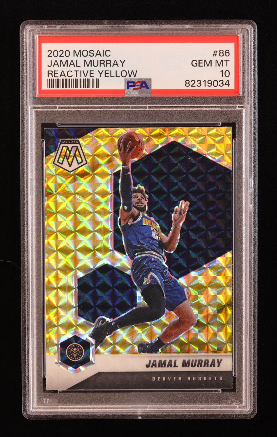 Jamal Murray 2020-21 Panini Mosaic Mosaic Reactive Yellow #86 (PSA 10) at PristineAuction.com Jamal Murray 2020-21 Panini Mosaic Mosaic Reactive Yellow #86 (PSA 10) at PristineAuction.com
