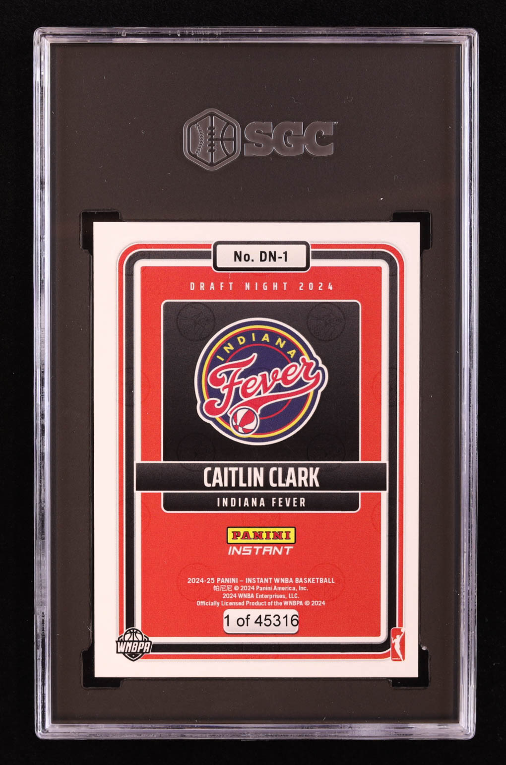 Caitlin Clark 2024 Panini Instant WNBA Draft Night #DN1 RC (SGC 9) at PristineAuction.com Caitlin Clark 2024 Panini Instant WNBA Draft Night #DN1 RC (SGC 9) at PristineAuction.com