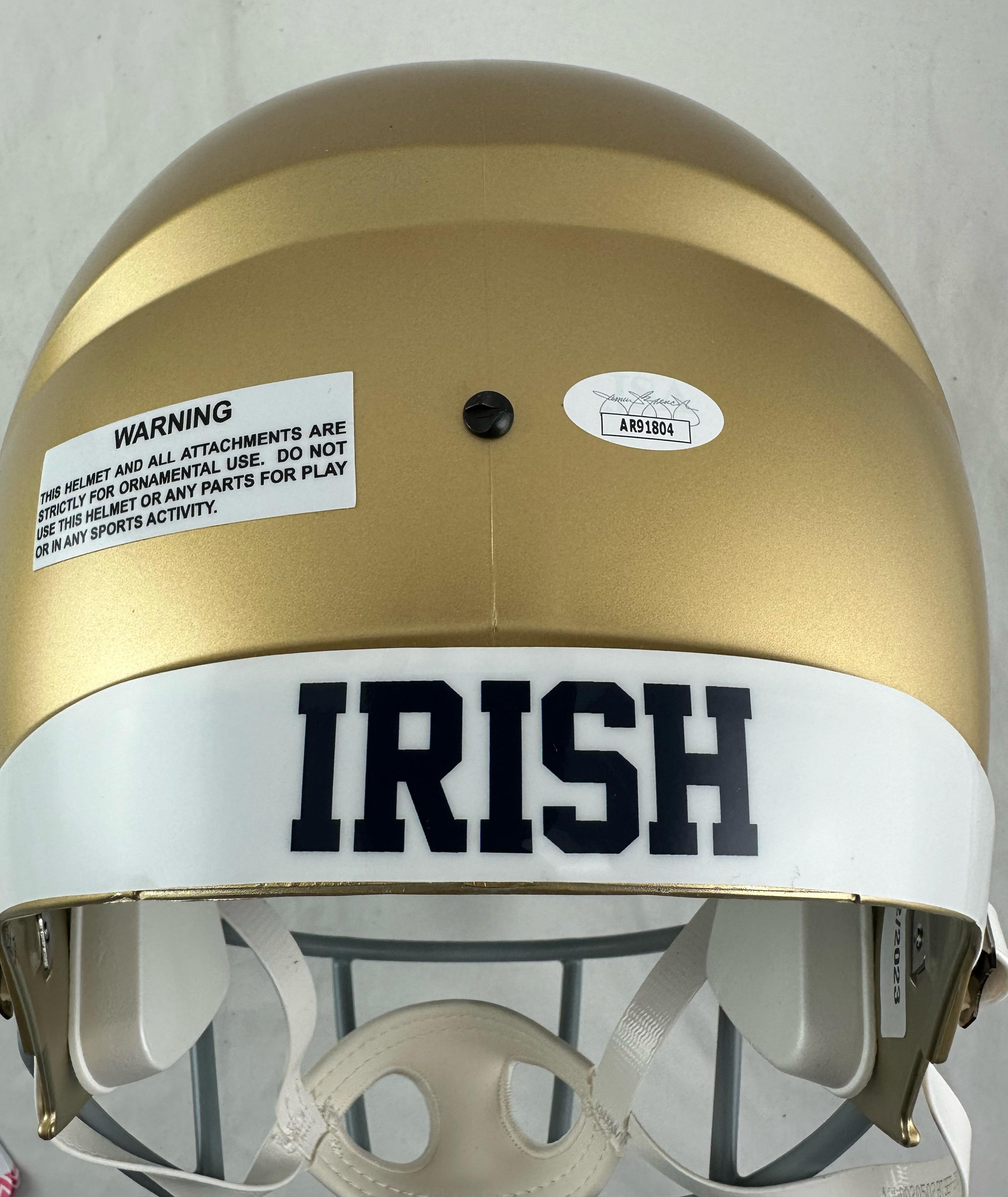Rudy Ruettiger Signed Notre Dame Fighting Irish Full-Size Speed Helmet with Extensive Inscription (JSA) at PristineAuction.com Rudy Ruettiger Signed Notre Dame Fighting Irish Full-Size Speed Helmet with Extensive Inscription (JSA) at PristineAuction.com