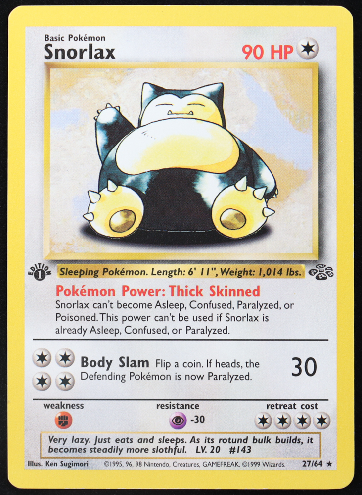 Snorlax Pokemon 1999 Jungle #27 at PristineAuction.com Snorlax Pokemon 1999 Jungle #27 at PristineAuction.com