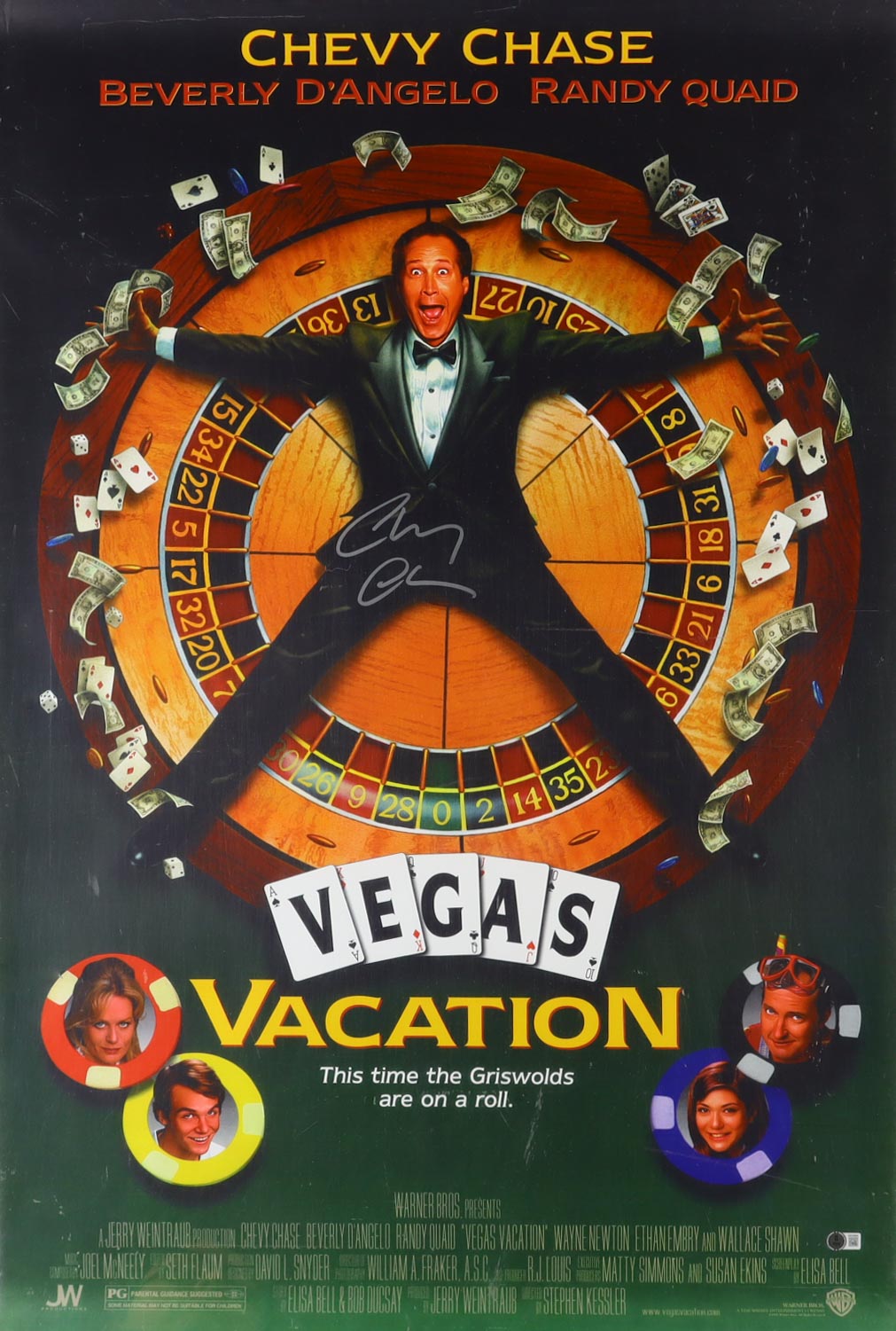 Chevy Chase Signed "National Lampoon's Vegas Vacation" 27x40 Poster (Beckett) at PristineAuction.com Chevy Chase Signed "National Lampoon's Vegas Vacation" 27x40 Poster (Beckett) at PristineAuction.com