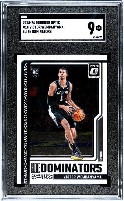 Victor Wembanyama 2023 Donruss Optic Elite Dominators #18 RC (SGC 9) at PristineAuction.com Victor Wembanyama 2023 Donruss Optic Elite Dominators #18 RC (SGC 9) at PristineAuction.com