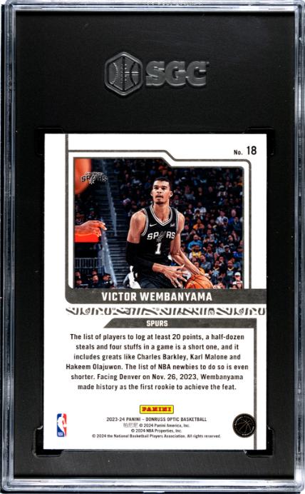 Victor Wembanyama 2023 Donruss Optic Elite Dominators #18 RC (SGC 9) at PristineAuction.com Victor Wembanyama 2023 Donruss Optic Elite Dominators #18 RC (SGC 9) at PristineAuction.com