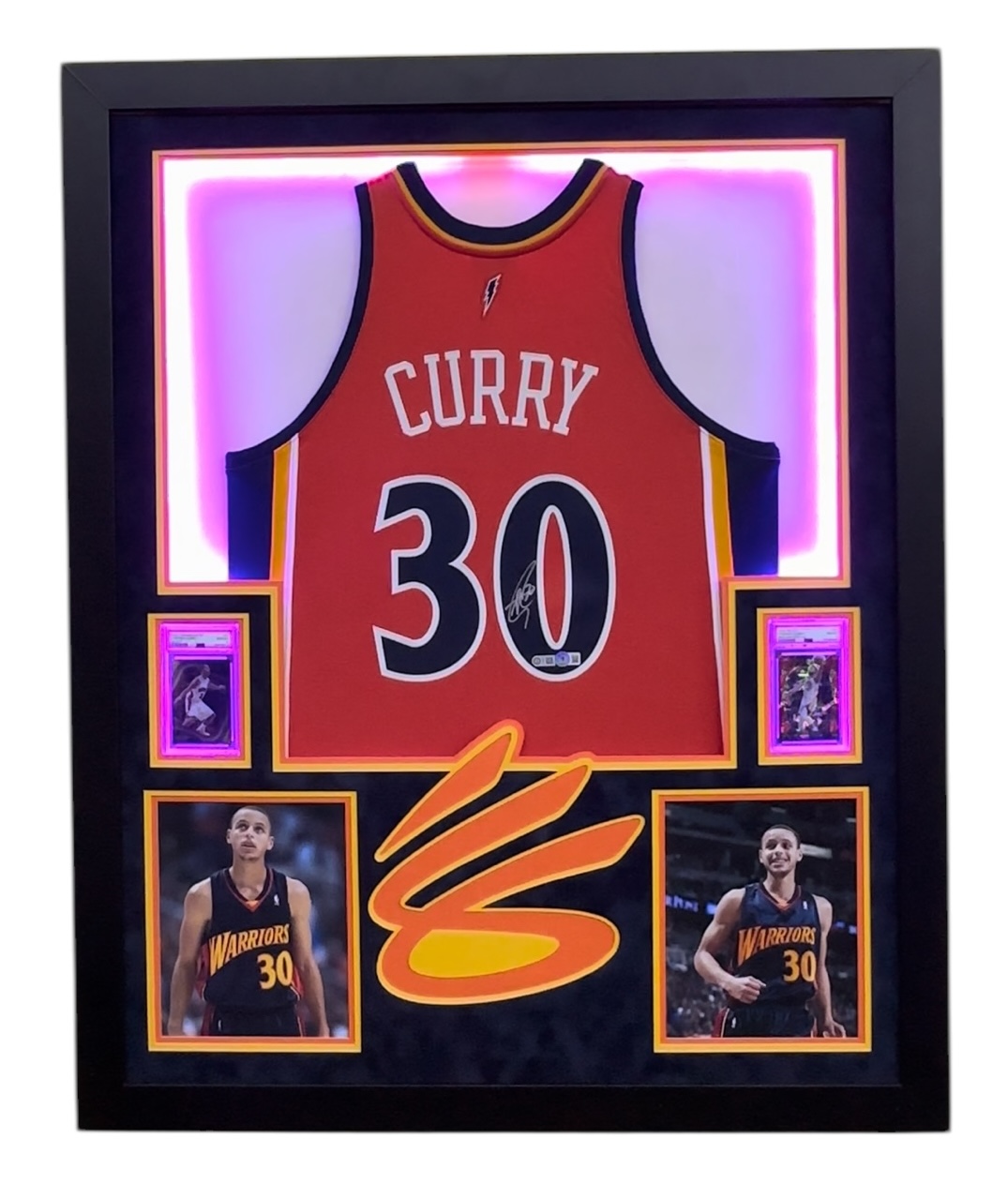 Stephen Curry Signed & Framed Golden State Warriors LED Backlit Jersey  Display with PSA Graded Cards (Beckett & USA SM) | Pristine Auction