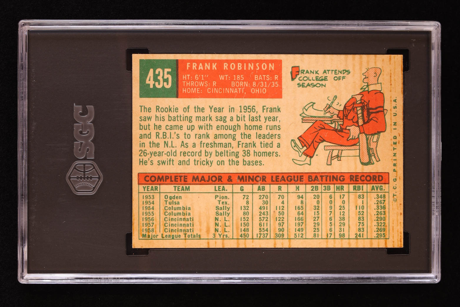 Frank Robinson 1959 Topps #435 (SGC Authentic) at PristineAuction.com Frank Robinson 1959 Topps #435 (SGC Authentic) at PristineAuction.com