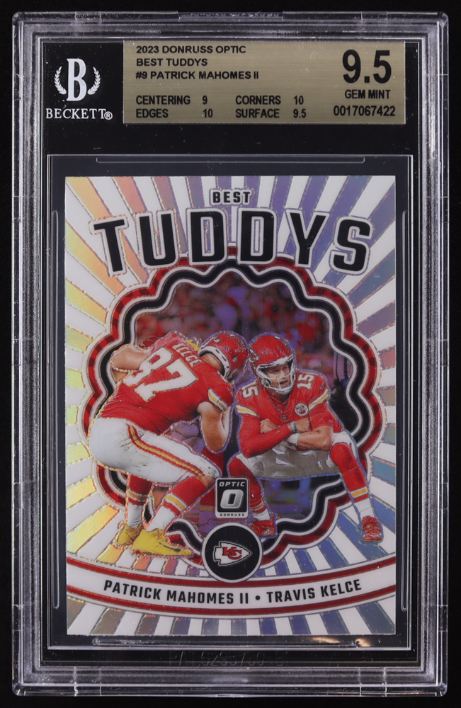 Patrick Mahomes II / Travis Kelce 2023 Donruss Optic Best Tuddys #9 (BGS 9.5) at PristineAuction.com Patrick Mahomes II / Travis Kelce 2023 Donruss Optic Best Tuddys #9 (BGS 9.5) at PristineAuction.com