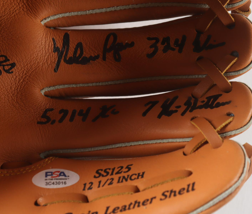 Nolan Ryan Signed Rawlings Baseball Glove With Wood Display Case