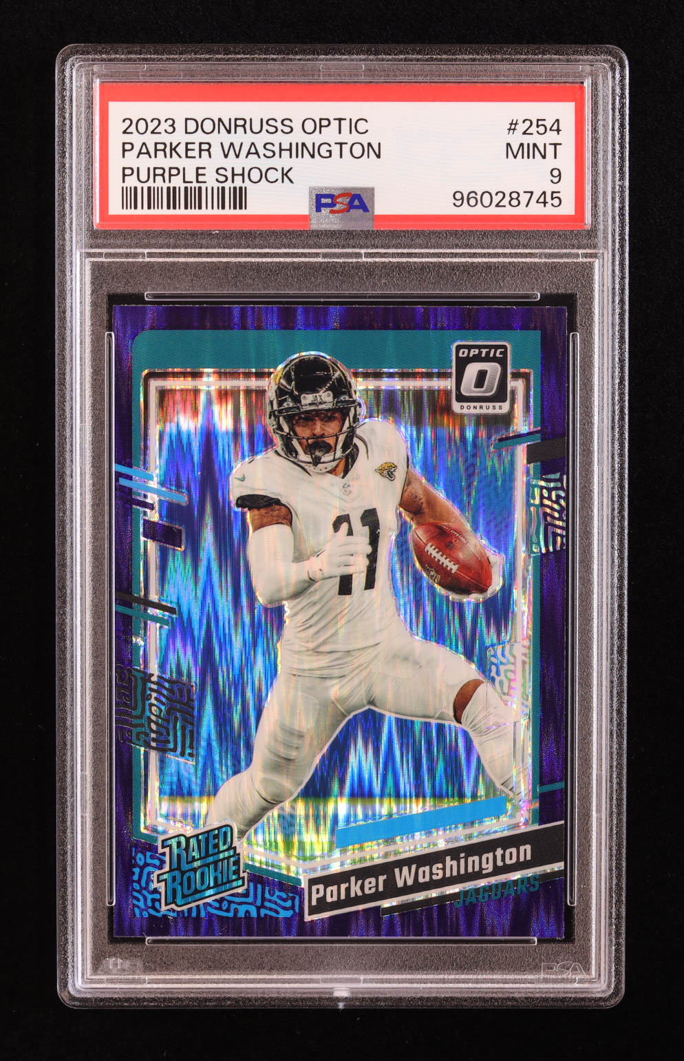 Parker Washington 2023 Donruss Optic Purple Shock #254 RR RC (PSA 9) at PristineAuction.com Parker Washington 2023 Donruss Optic Purple Shock #254 RR RC (PSA 9) at PristineAuction.com