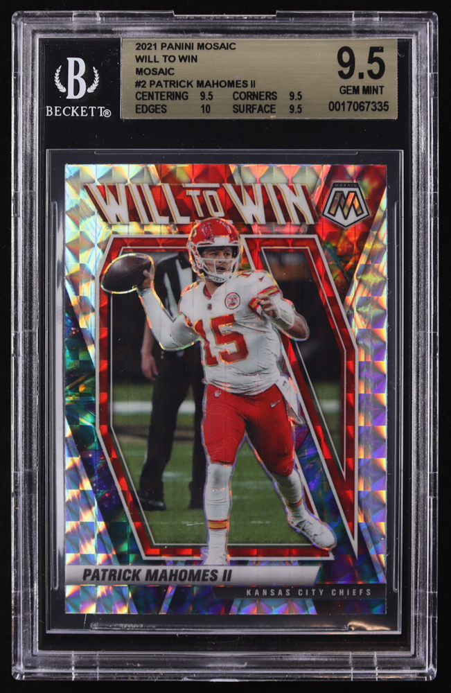 Patrick Mahomes II 2021 Panini Mosaic Will to Win Mosaic #2 (BGS 9.5) at PristineAuction.com Patrick Mahomes II 2021 Panini Mosaic Will to Win Mosaic #2 (BGS 9.5) at PristineAuction.com