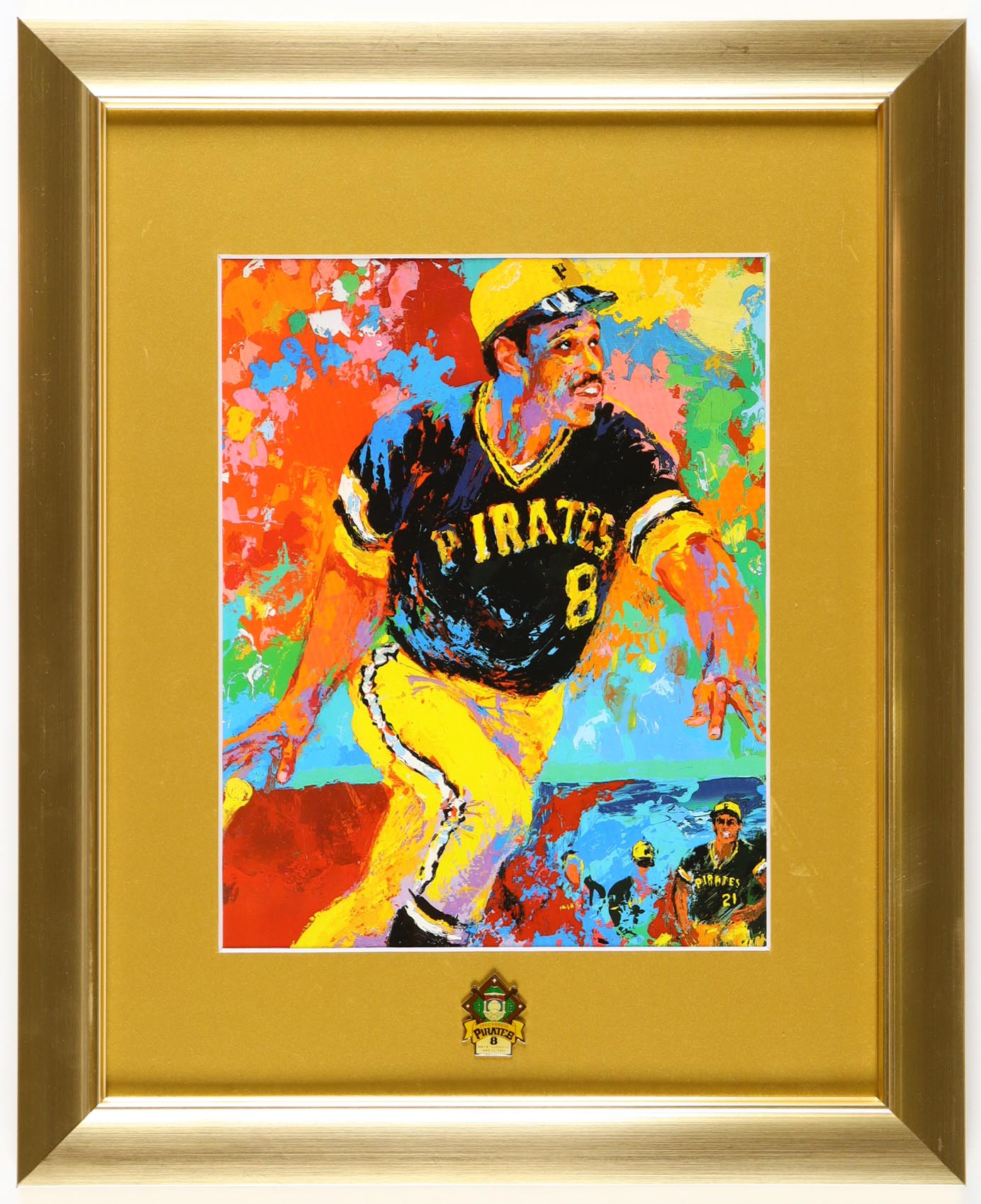 Leroy Neiman Custom Framed Willie Stargell & Roberto Clemente Art Print Display With Hall Of Fame Pin at PristineAuction.com Leroy Neiman Custom Framed Willie Stargell & Roberto Clemente Art Print Display With Hall Of Fame Pin at PristineAuction.com