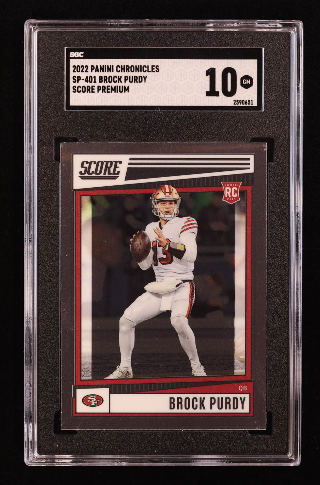 Brock Purdy 2022 Panini Chronicles Score Premium Rookies #SP401 RC (SGC 10) at PristineAuction.com Brock Purdy 2022 Panini Chronicles Score Premium Rookies #SP401 RC (SGC 10) at PristineAuction.com