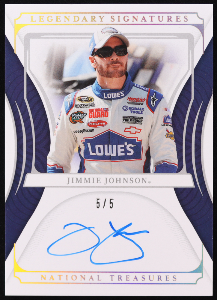 Jimmie Johnson 2022 Panini National Treasures Legendary Signatures Holo Gold #15 #5/5 at PristineAuction.com Jimmie Johnson 2022 Panini National Treasures Legendary Signatures Holo Gold #15 #5/5 at PristineAuction.com