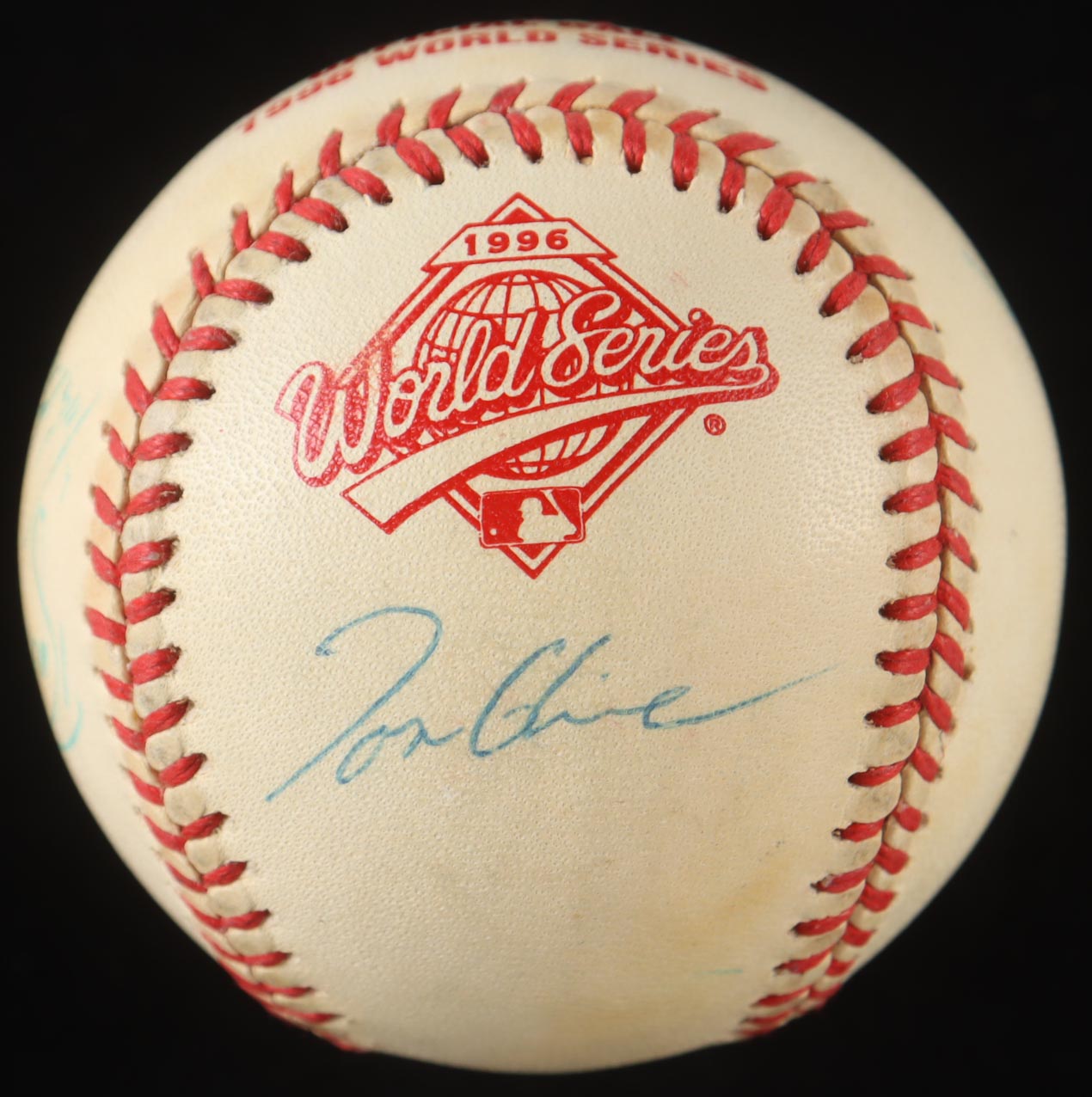 1996 Braves World Series Baseball With Display Case Signed By (6) With Greg Maddux, Tom Glavine, Ryan Klesko, Rafael Belliard (PSA) at PristineAuction.com 1996 Braves World Series Baseball With Display Case Signed By (6) With Greg Maddux, Tom Glavine, Ryan Klesko, Rafael Belliard (PSA) at PristineAuction.com