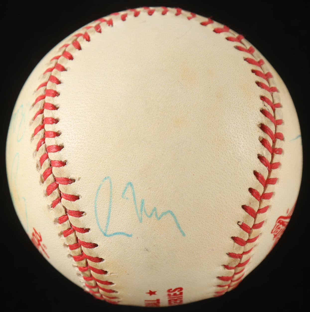 1996 Braves World Series Baseball With Display Case Signed By (6) With Greg Maddux, Tom Glavine, Ryan Klesko, Rafael Belliard (PSA) at PristineAuction.com 1996 Braves World Series Baseball With Display Case Signed By (6) With Greg Maddux, Tom Glavine, Ryan Klesko, Rafael Belliard (PSA) at PristineAuction.com