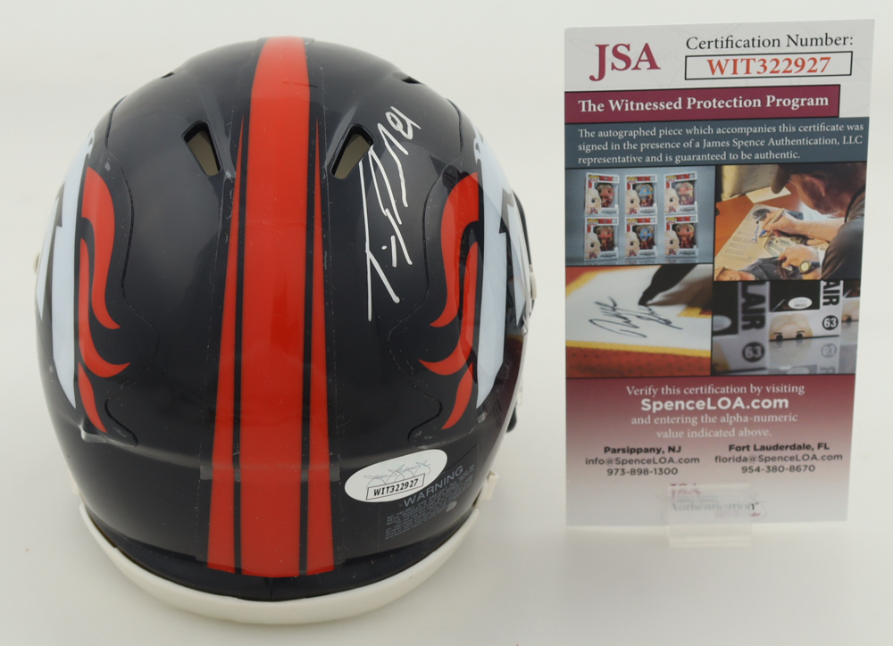 Tim Patrick Signed Broncos Speed Mini Helmet (JSA) at PristineAuction.com Tim Patrick Signed Broncos Speed Mini Helmet (JSA) at PristineAuction.com