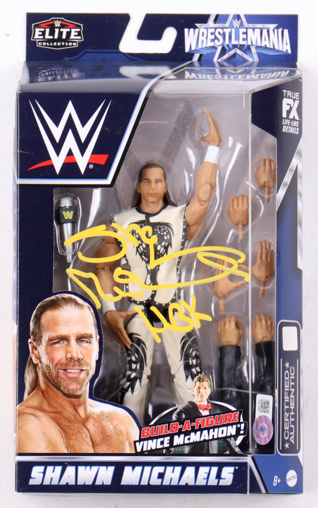 Shawn Michaels Signed Wrestlemania WWE Elite Collection Action Figure Inscribed "HBK" (Beckett) at PristineAuction.com Shawn Michaels Signed Wrestlemania WWE Elite Collection Action Figure Inscribed "HBK" (Beckett) at PristineAuction.com