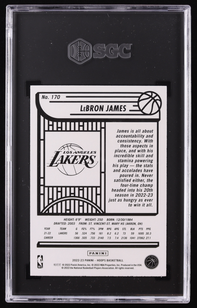 LeBron James 2022-23 Hoops Teal Explosion #170 (SGC 10) at PristineAuction.com LeBron James 2022-23 Hoops Teal Explosion #170 (SGC 10) at PristineAuction.com