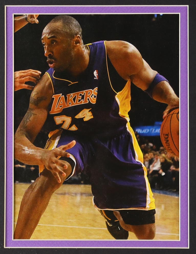 Kobe Bryant Lakers Custom Framed Jersey Display With Set of (4) LE NBA Championship Pins, (2) Cloth Team Logo Patches & (2) Photos at PristineAuction.com Kobe Bryant Lakers Custom Framed Jersey Display With Set of (4) LE NBA Championship Pins, (2) Cloth Team Logo Patches & (2) Photos at PristineAuction.com