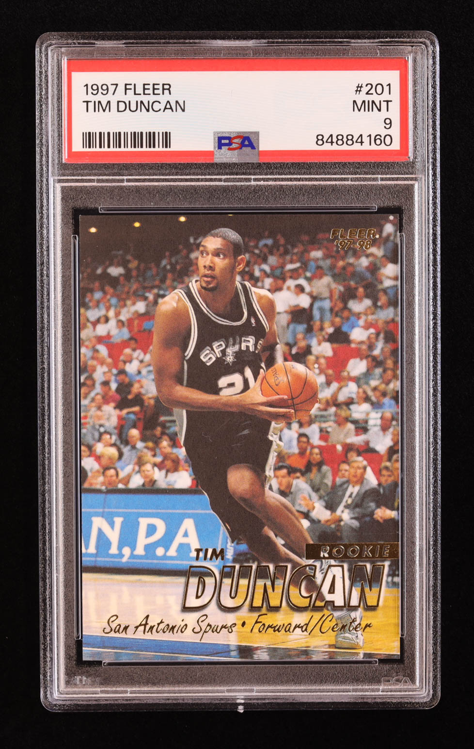 Tim Duncan 1997-98 Fleer #201 RC (PSA 9) at PristineAuction.com Tim Duncan 1997-98 Fleer #201 RC (PSA 9) at PristineAuction.com