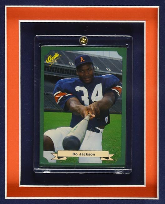 Bo Jackson Signed Custom Framed Career Stat Highlight Jersey with (2) Trading Cards (PSA/DNA)) at PristineAuction.com Bo Jackson Signed Custom Framed Career Stat Highlight Jersey with (2) Trading Cards (PSA/DNA)) at PristineAuction.com