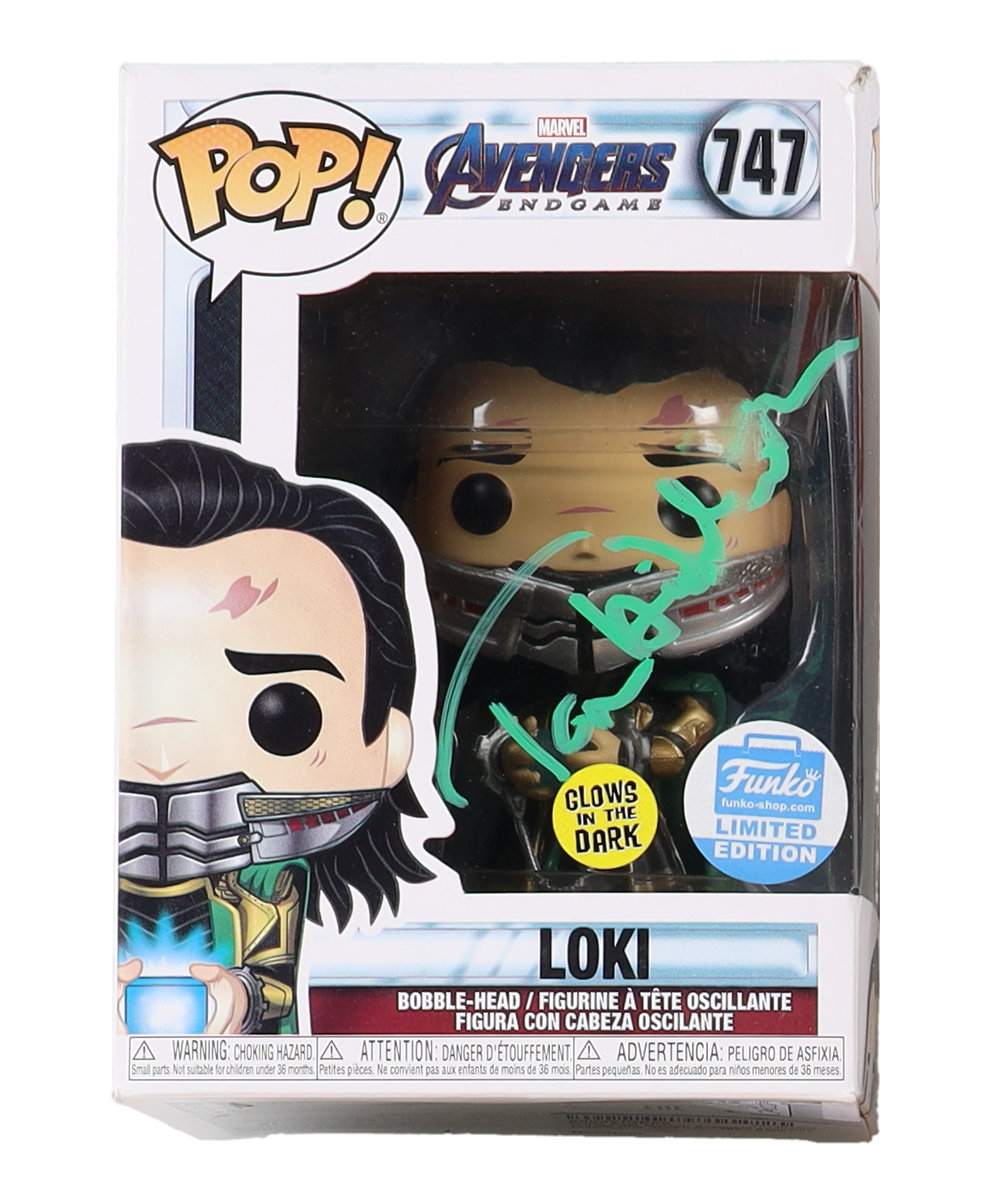 Tom Hiddleston Signed "Avengers: Endgame" #747 Loki Funko Pop! Vinyl Figure (SWAU) at PristineAuction.com Tom Hiddleston Signed "Avengers: Endgame" #747 Loki Funko Pop! Vinyl Figure (SWAU) at PristineAuction.com