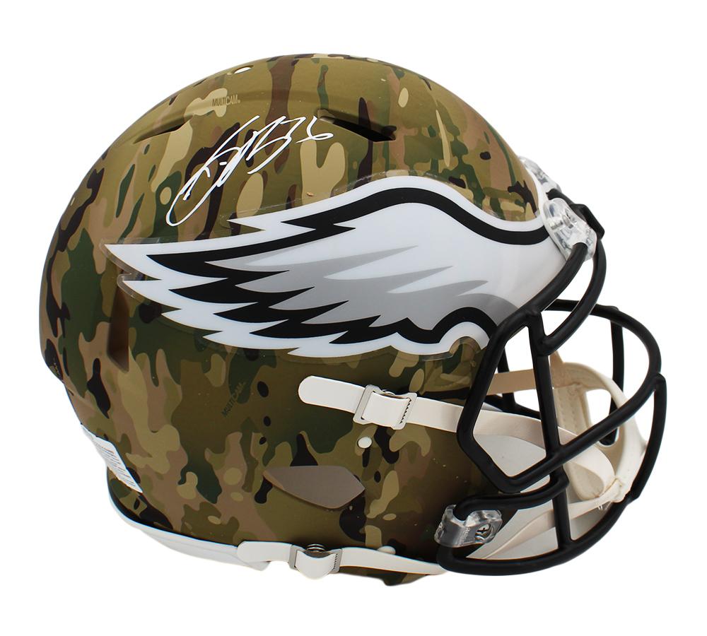 Saquon Barkley Signed Eagles Full-Size Authentic On-Field Camo Alternate Speed Helmet (Beckett) at PristineAuction.com Saquon Barkley Signed Eagles Full-Size Authentic On-Field Camo Alternate Speed Helmet (Beckett) at PristineAuction.com