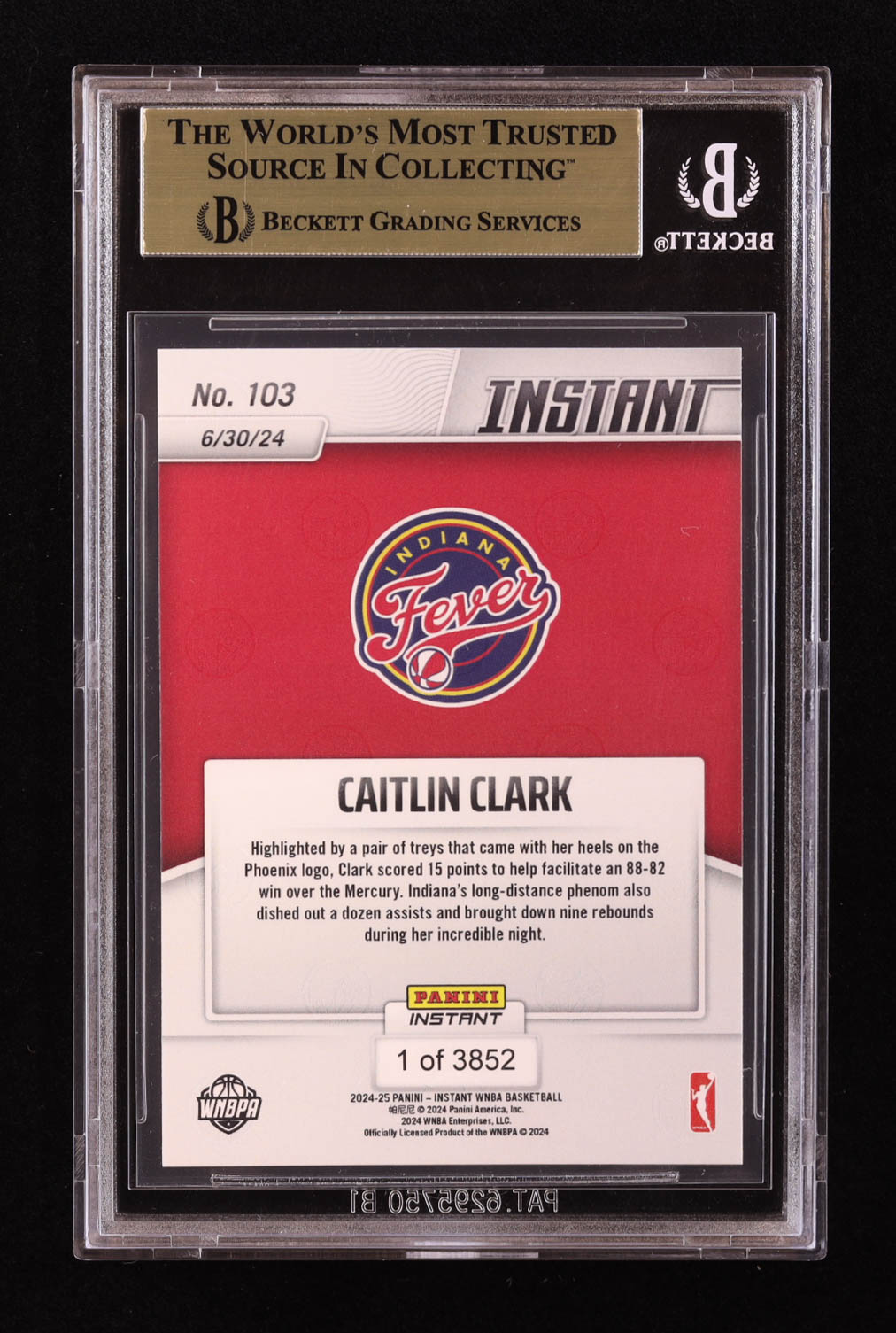 Caitlin Clark 2024 Panini Instant #103 RC (BGS 9.5) at PristineAuction.com Caitlin Clark 2024 Panini Instant #103 RC (BGS 9.5) at PristineAuction.com