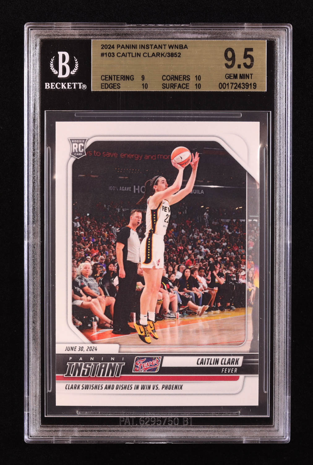 Caitlin Clark 2024 Panini Instant #103 RC (BGS 9.5) at PristineAuction.com Caitlin Clark 2024 Panini Instant #103 RC (BGS 9.5) at PristineAuction.com