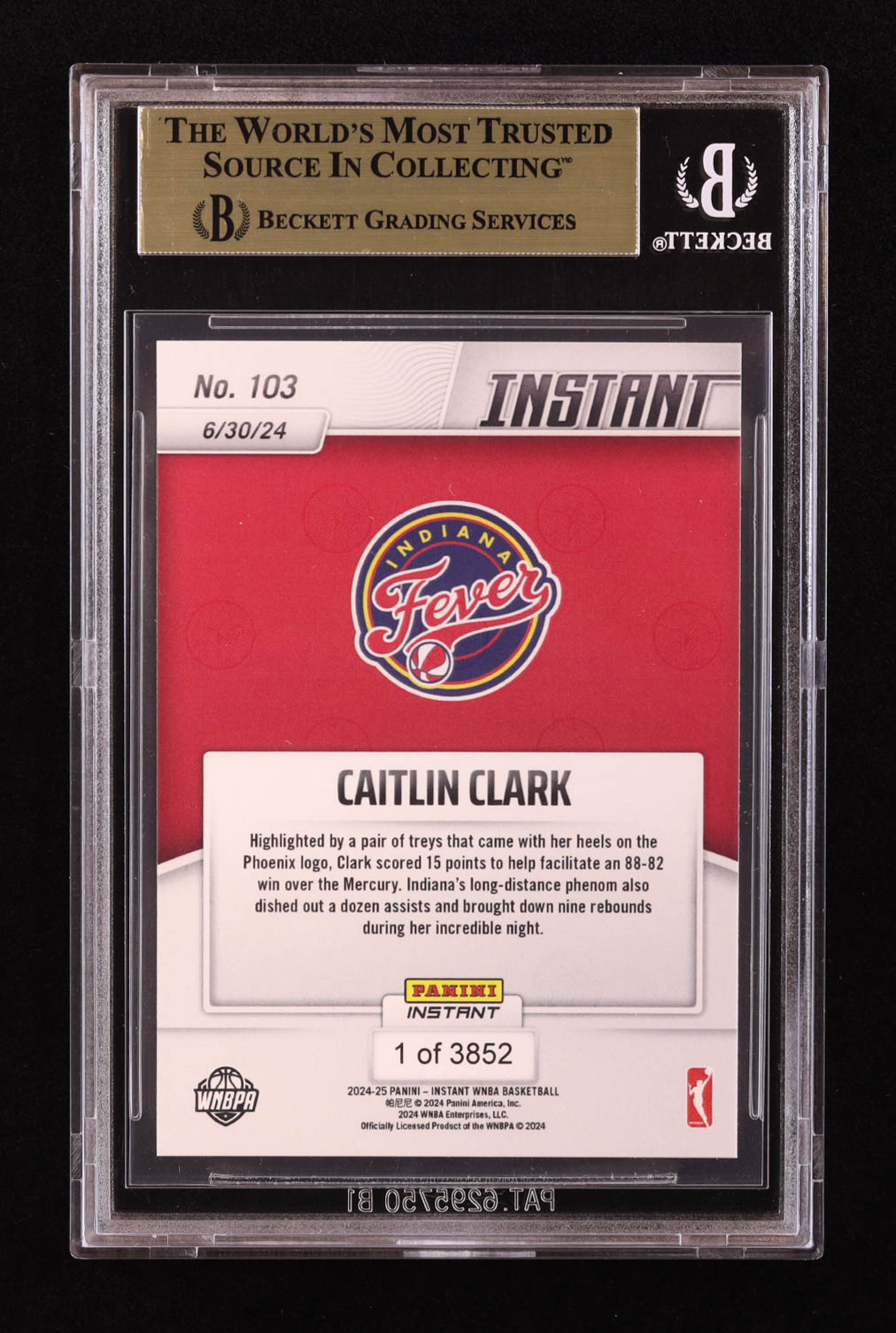 Caitlin Clark 2024 Panini Instant #103 RC (BGS 9.5) at PristineAuction.com Caitlin Clark 2024 Panini Instant #103 RC (BGS 9.5) at PristineAuction.com