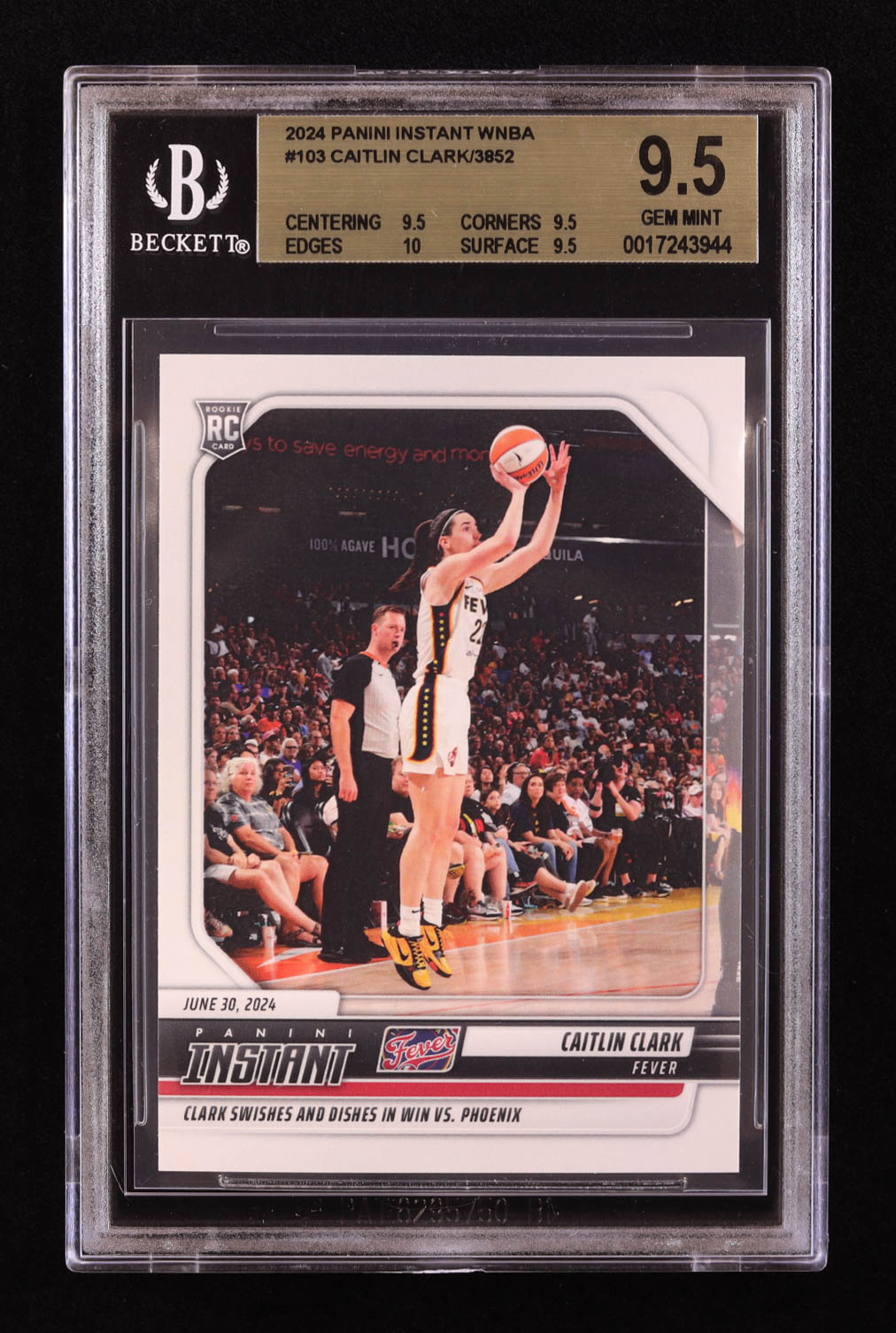 Caitlin Clark 2024 Panini Instant #103 RC (BGS 9.5) at PristineAuction.com Caitlin Clark 2024 Panini Instant #103 RC (BGS 9.5) at PristineAuction.com