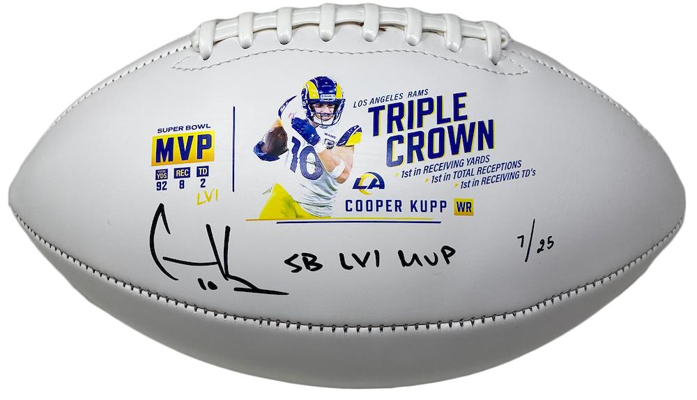 Cooper Kupp Signed LE Rams Super Bowl Logo Football Inscribed "SB LVI MVP" (Fanatics) at PristineAuction.com Cooper Kupp Signed LE Rams Super Bowl Logo Football Inscribed "SB LVI MVP" (Fanatics) at PristineAuction.com