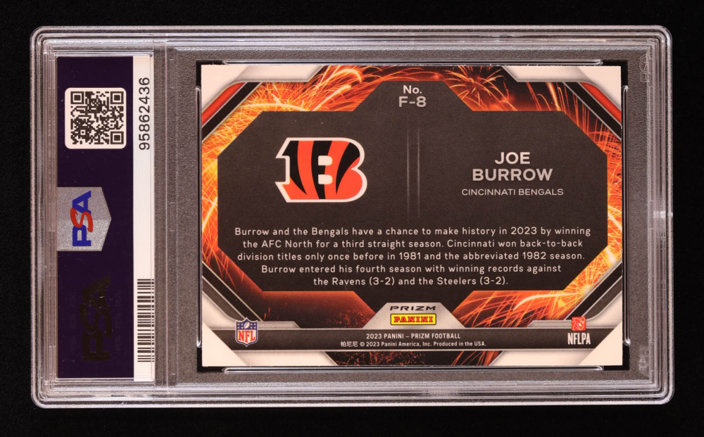 Joe Burrow 2023 Panini Prizm Fireworks Prizms Green Wave 8 (PSA 10) Pristine Auction
