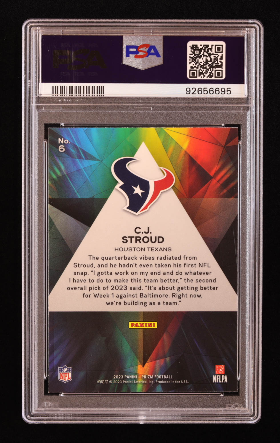 CJ Stroud 2023 Panini Prizm Prizmatic #6 RC (PSA 10) at PristineAuction.com CJ Stroud 2023 Panini Prizm Prizmatic #6 RC (PSA 10) at PristineAuction.com