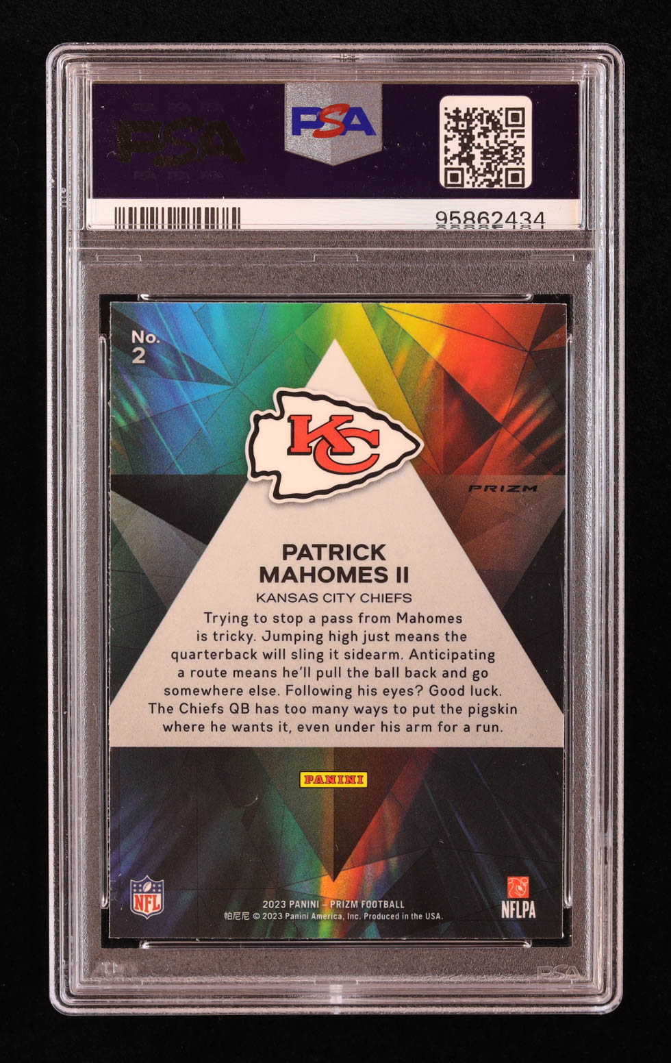 Patrick Mahomes II 2023 Panini Prizm Prizmatic Prizms Green Wave #2 (PSA 10) at PristineAuction.com Patrick Mahomes II 2023 Panini Prizm Prizmatic Prizms Green Wave #2 (PSA 10) at PristineAuction.com