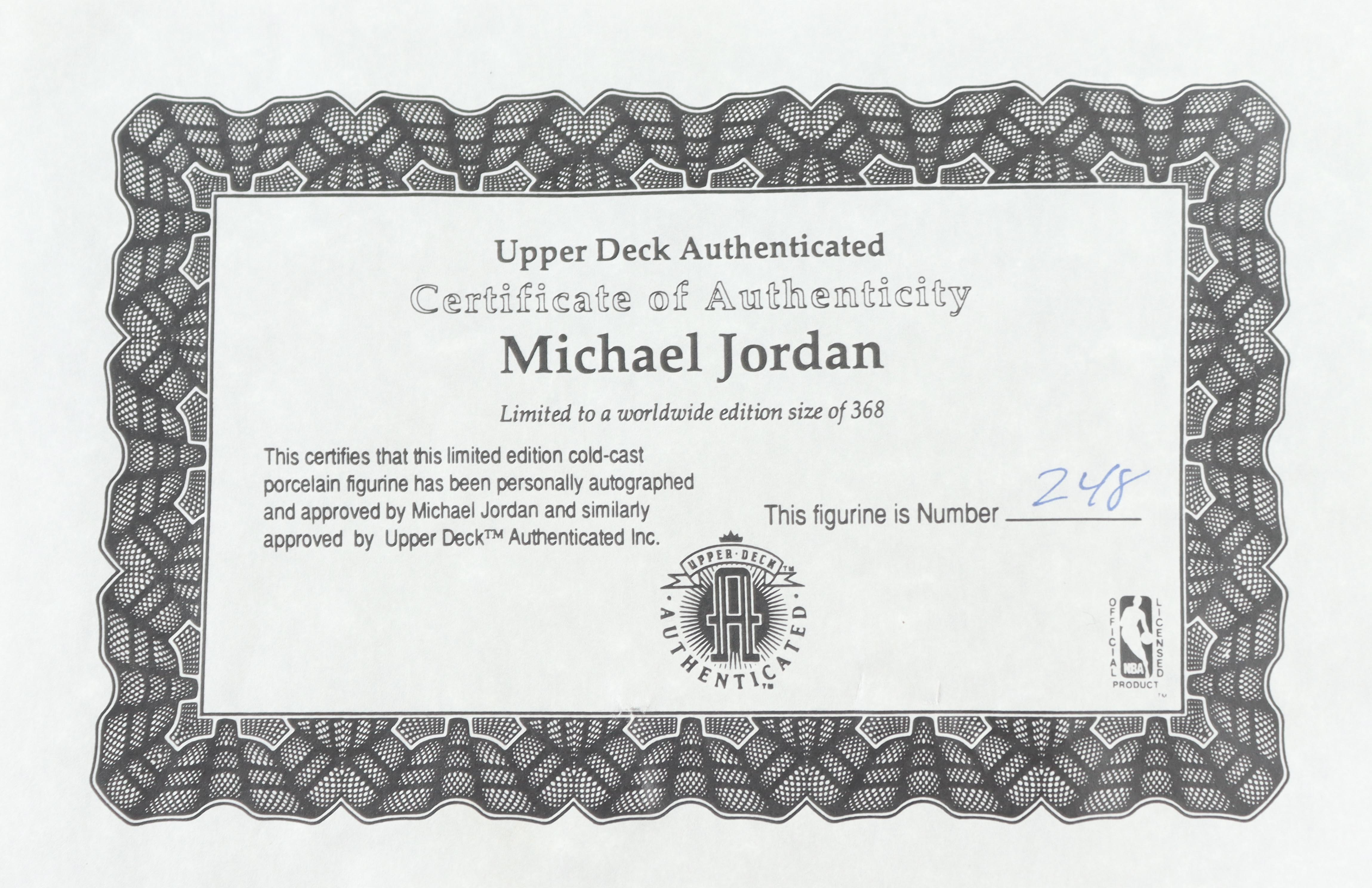 Michael Jordan Signed LE Bulls 15" Figurine #248/368 (UDA) at PristineAuction.com Michael Jordan Signed LE Bulls 15" Figurine #248/368 (UDA) at PristineAuction.com