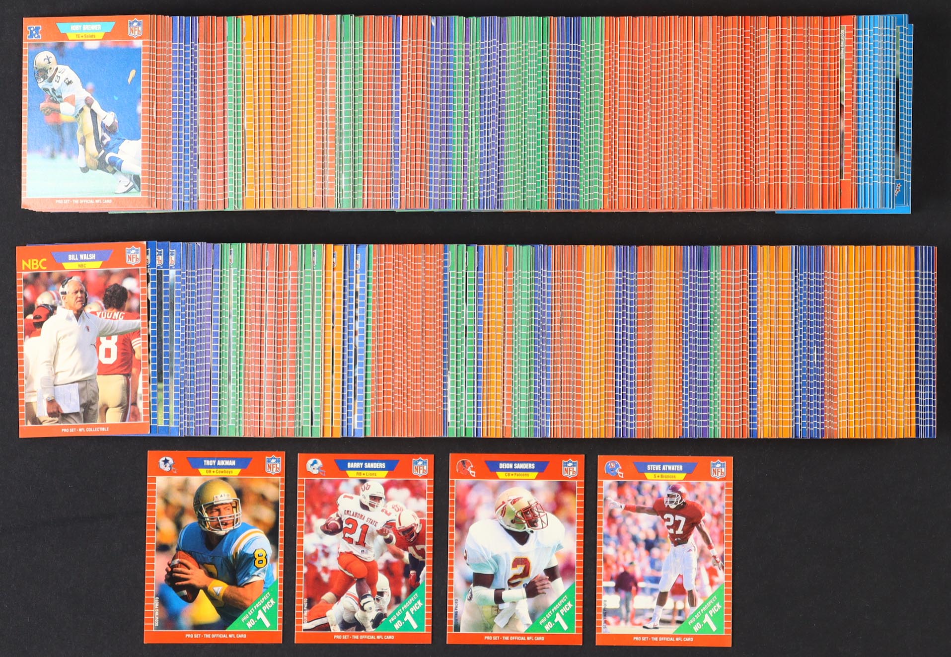 1989 Pro Set Complete Set of (561) Football Cards with Troy Aikman #490 RC, Barry Sanders #494 RC, Steve Atwater #492, Deion Sanders #486 at PristineAuction.com 1989 Pro Set Complete Set of (561) Football Cards with Troy Aikman #490 RC, Barry Sanders #494 RC, Steve Atwater #492, Deion Sanders #486 at PristineAuction.com