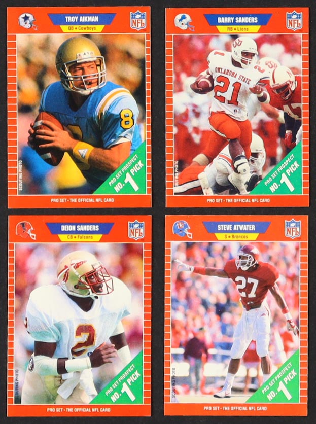 1989 Pro Set Complete Set of (561) Football Cards with Troy Aikman #490 RC, Barry Sanders #494 RC, Steve Atwater #492, Deion Sanders #486 at PristineAuction.com 1989 Pro Set Complete Set of (561) Football Cards with Troy Aikman #490 RC, Barry Sanders #494 RC, Steve Atwater #492, Deion Sanders #486 at PristineAuction.com