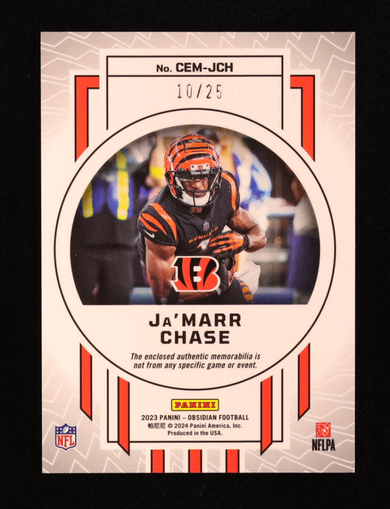 Ja'Marr Chase 2023 Panini Obsidian Cutting Edge Memorabilia Electric