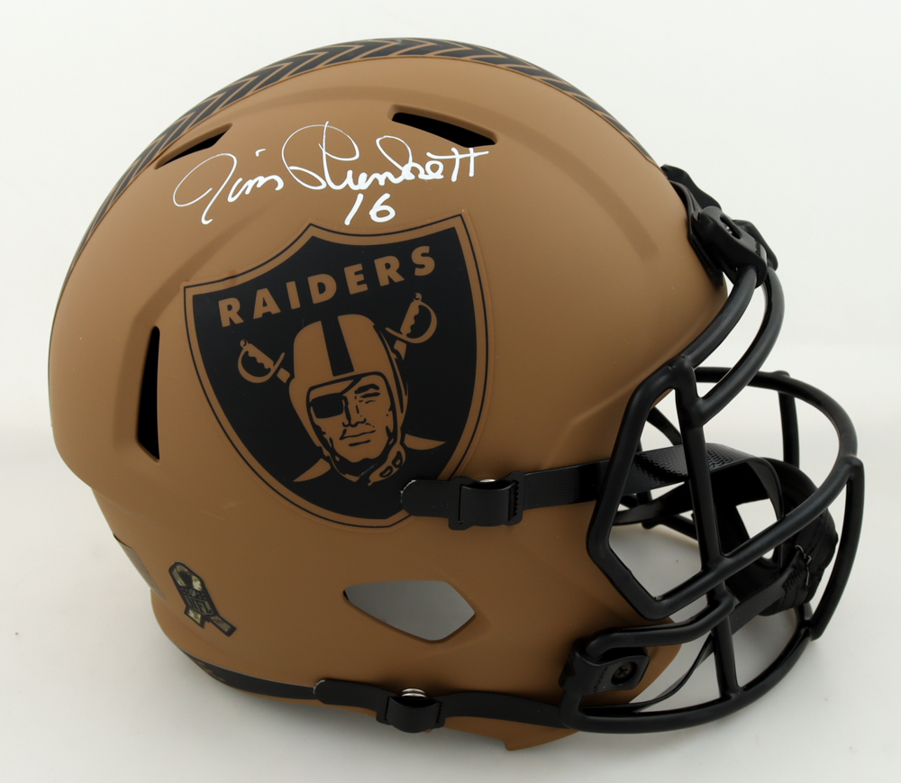 Jim Plunkett Signed Raiders Full-Size Salute to Service Alternate Speed Helmet (Schwartz) at PristineAuction.com Jim Plunkett Signed Raiders Full-Size Salute to Service Alternate Speed Helmet (Schwartz) at PristineAuction.com