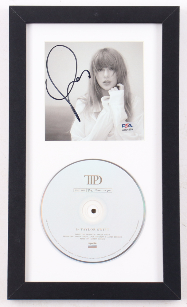 Taylor Swift Signed Custom Framed "The Tortured Poets Department" CD Album Insert Display With Disc (PSA) at PristineAuction.com Taylor Swift Signed Custom Framed "The Tortured Poets Department" CD Album Insert Display With Disc (PSA) at PristineAuction.com