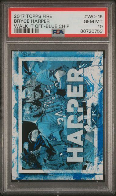 Bryce Harper 2017 Topps Fire Walk It Off Blue Chip #WO15 (PSA 10) at PristineAuction.com Bryce Harper 2017 Topps Fire Walk It Off Blue Chip #WO15 (PSA 10) at PristineAuction.com