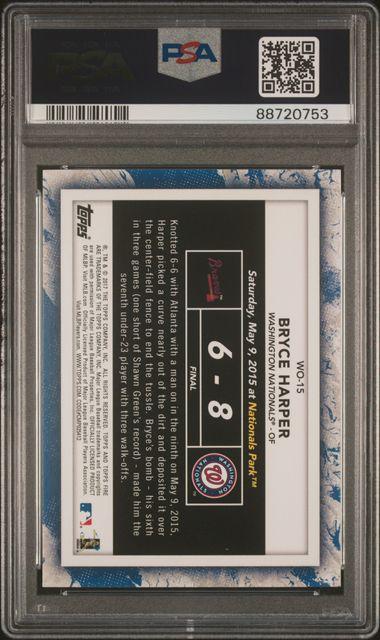 Bryce Harper 2017 Topps Fire Walk It Off Blue Chip #WO15 (PSA 10) at PristineAuction.com Bryce Harper 2017 Topps Fire Walk It Off Blue Chip #WO15 (PSA 10) at PristineAuction.com