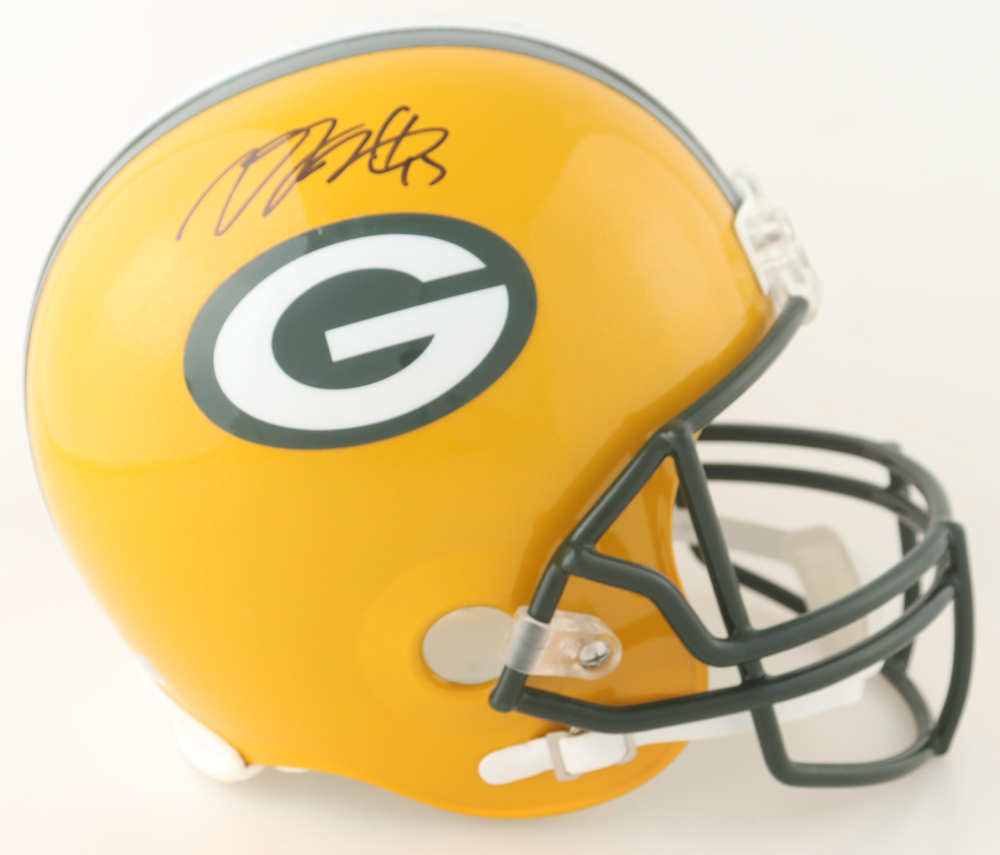 Davante Adams Signed Packers FullSize Helmet With Display Case